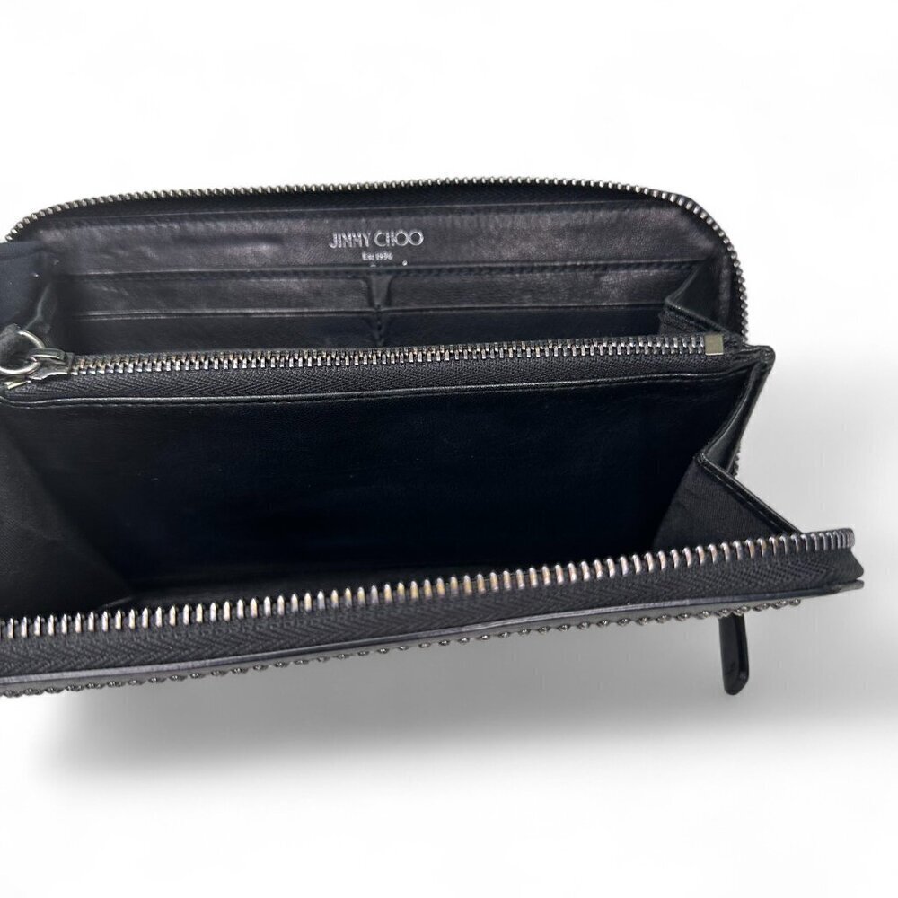 Women's Jimmy Choo Black Leather Wallet - Star Patterned Mini Studs - Picture 7 of 16